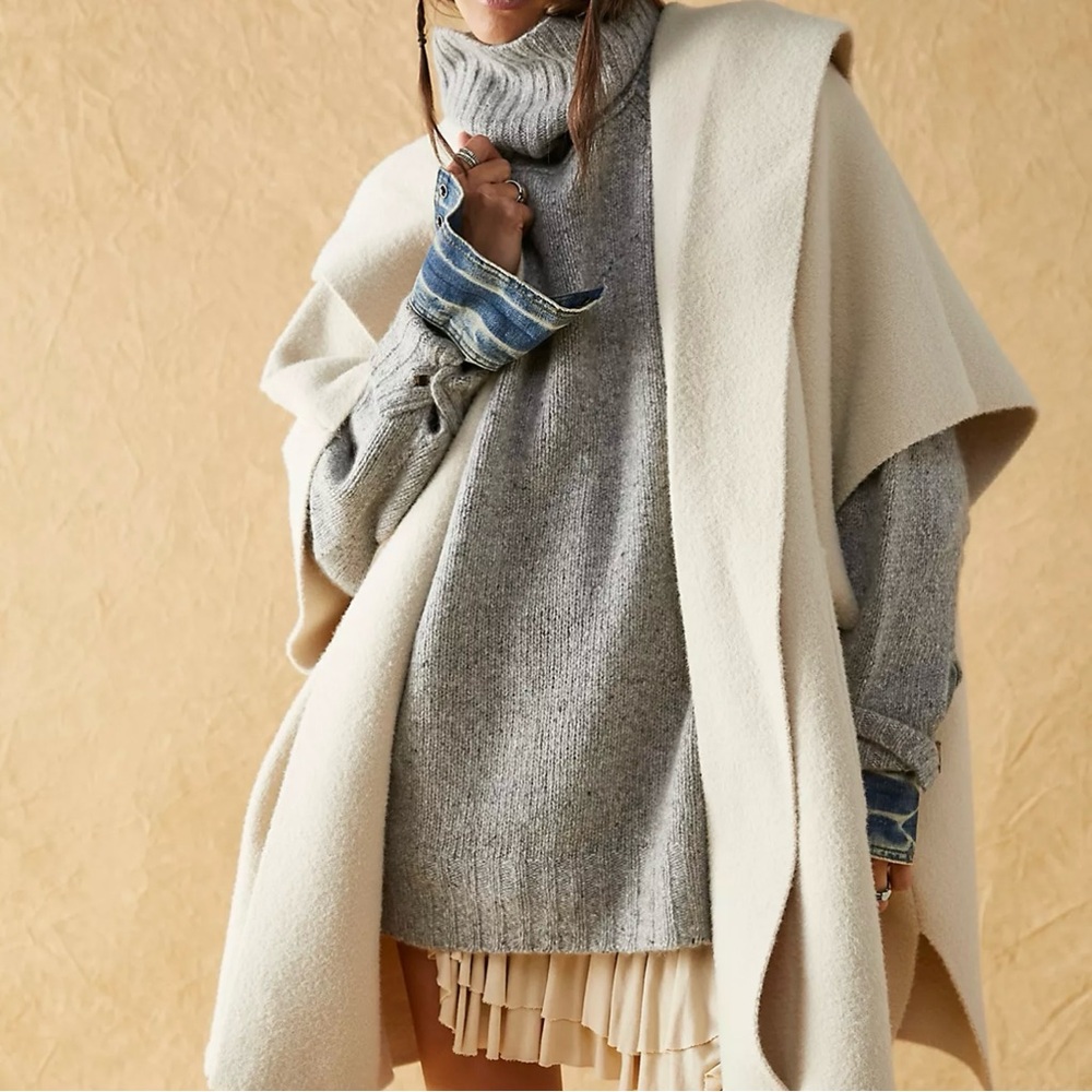 Free People All I Need Cozy Hooded Duster Creme